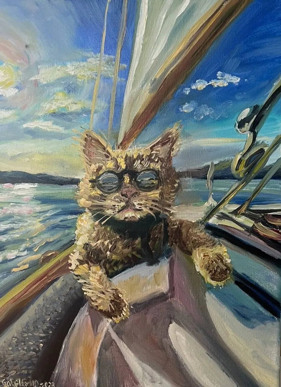 Cat on a yacht